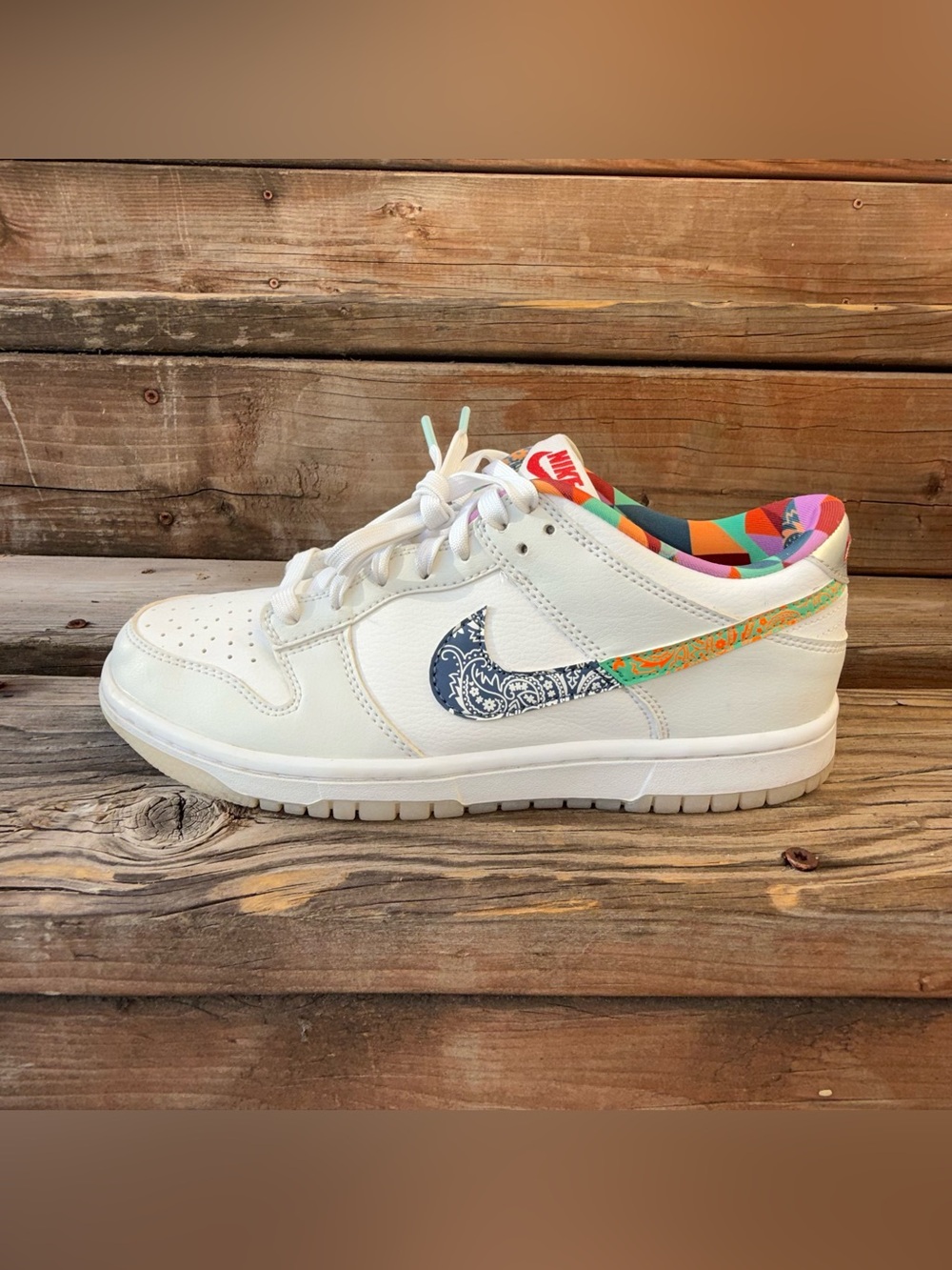 Nike Dunk Low GS 7Y Women’s 8.5 Multi-Color Paisley FN8913-141 White